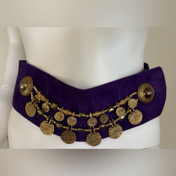 Selena Collection Accessories - Decorative embellished purple suede belt